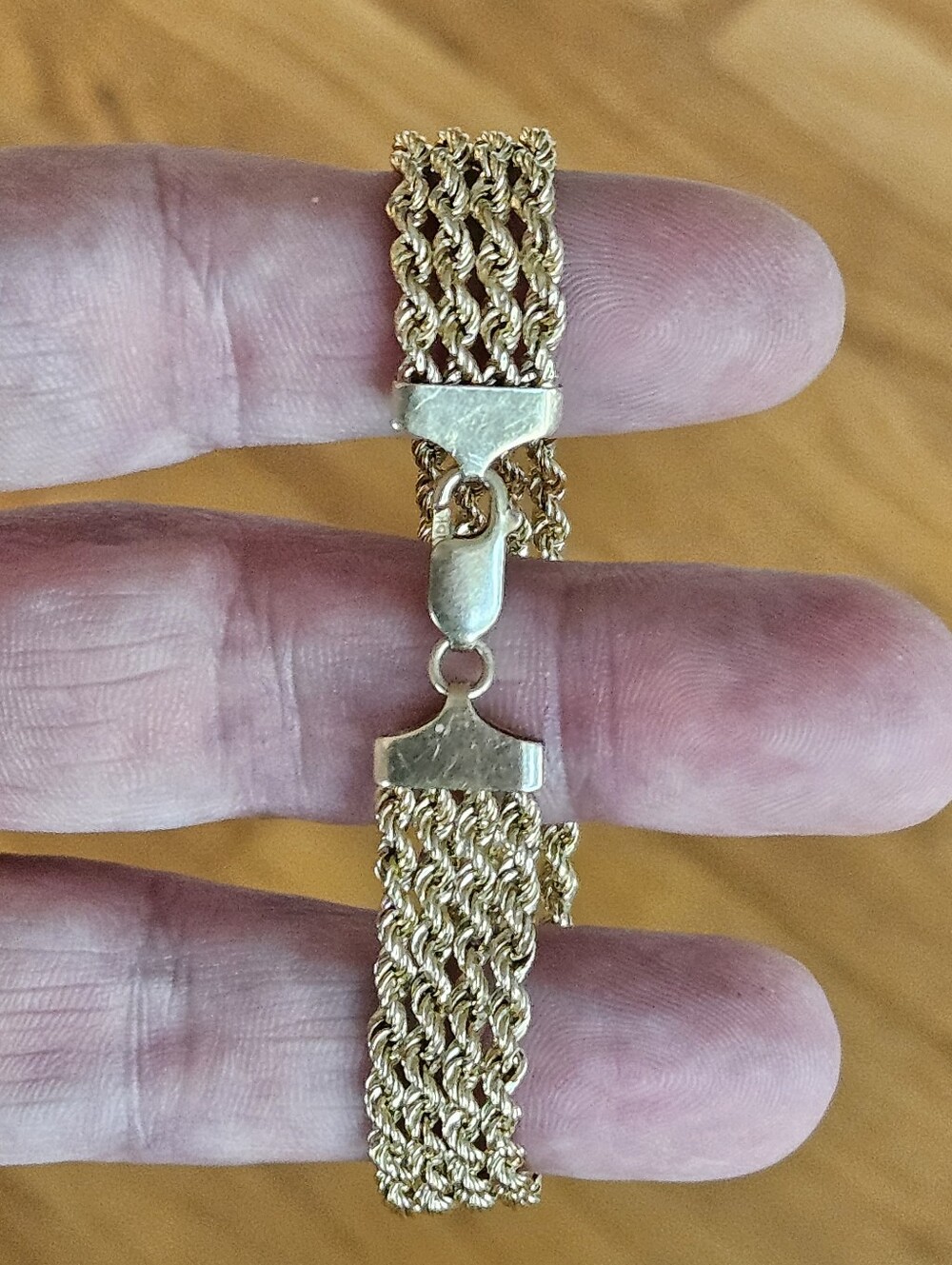 Vintage Solid 10k Yellow Gold Multi Rope Chain Bracelet 7"